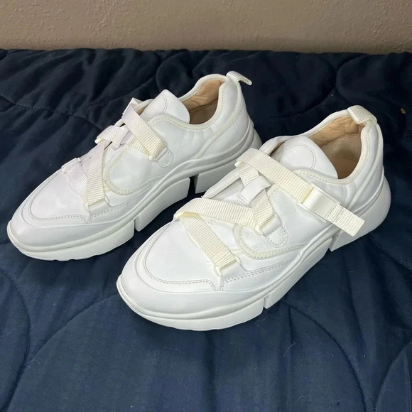 Chloé Sonnie Low-Top Leather Sneakers White Size 8 Designer Chunky Sneaker Style - Picture 3 of 16